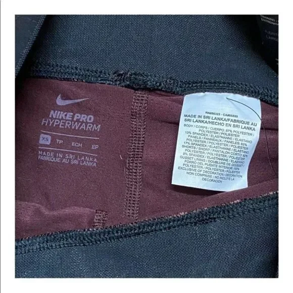 Nike Pro Hyperwarm Training Leggings 933305‎ 652 Burgundy Knit Shorts Spring Gym - Picture 8 of 12